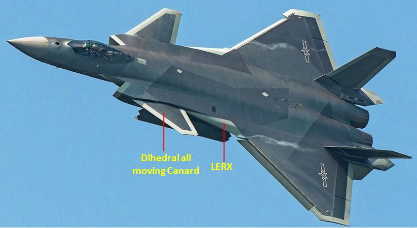 Leading edge extension (LERX) placed behind the Canard and merging into the delta wing